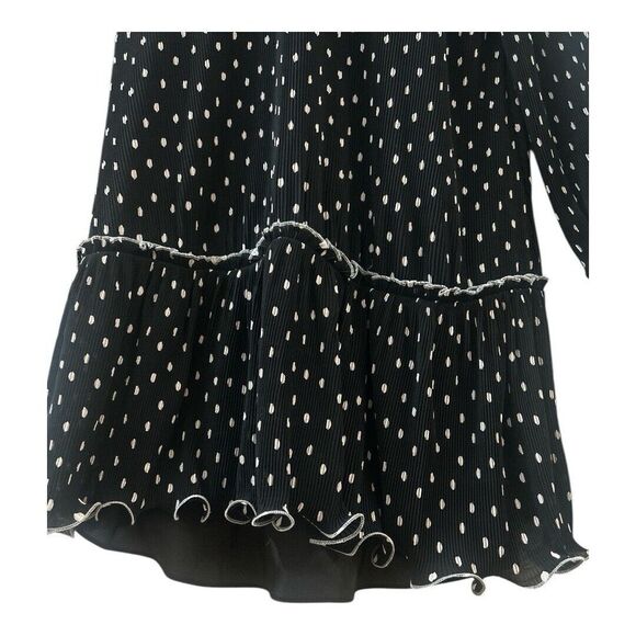 J Crew Ruffled Pleated Polka Dot Dress 10 Oversized Midi Retro Holiday Party Mod - Picture 5 of 9